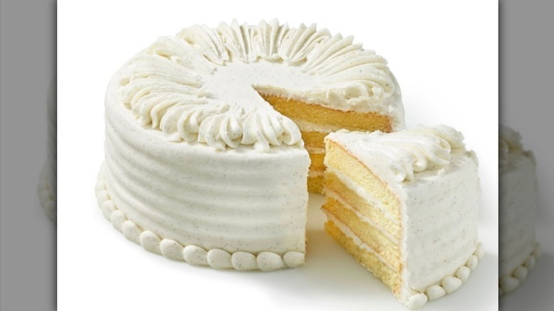 Ralphs white bean iced white cake on white background