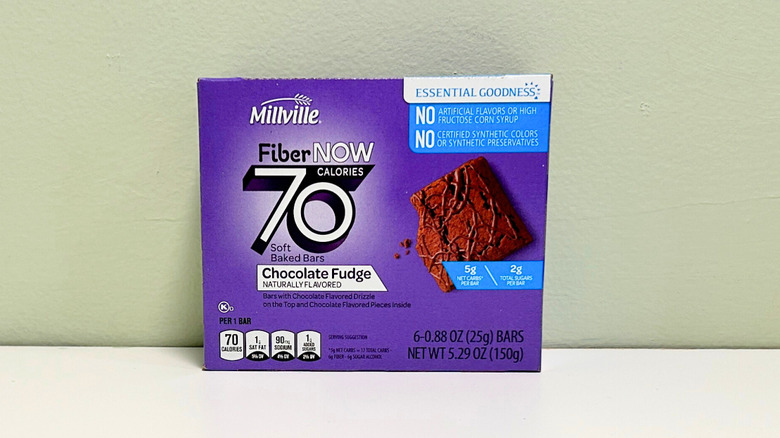 A box of Millville Fiber NOW 70 Calories Soft Baked Bars