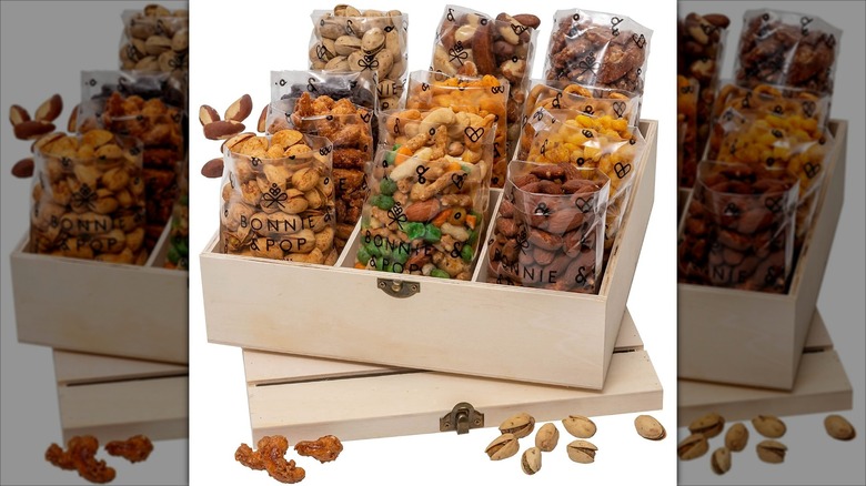 Bonnie & Pop assorted nuts in a reusable wood crate