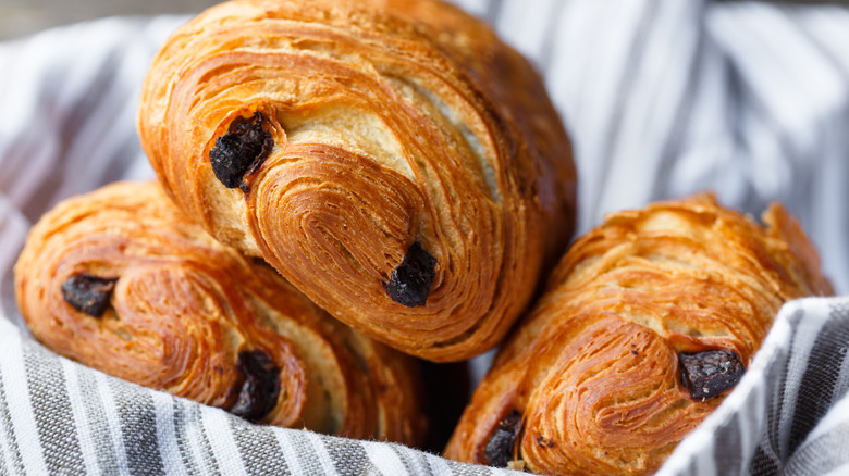 Pain au chocolat in basket