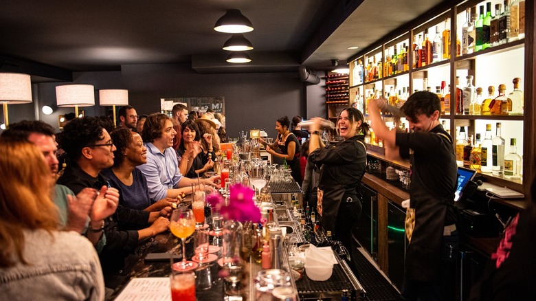 People inside of Milady's bar