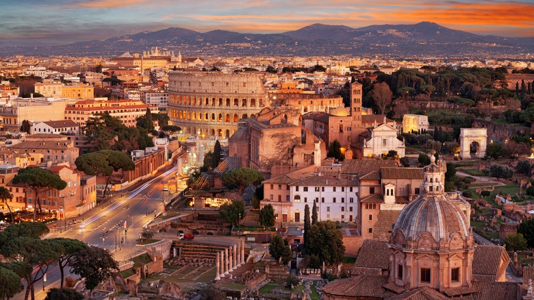 An aerial view of Rome.