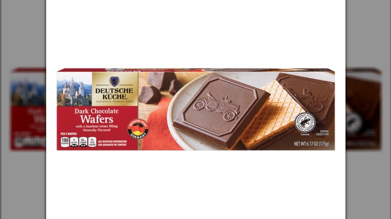 A box of Deutsche Küche Dark Chocolate Covered Wafers