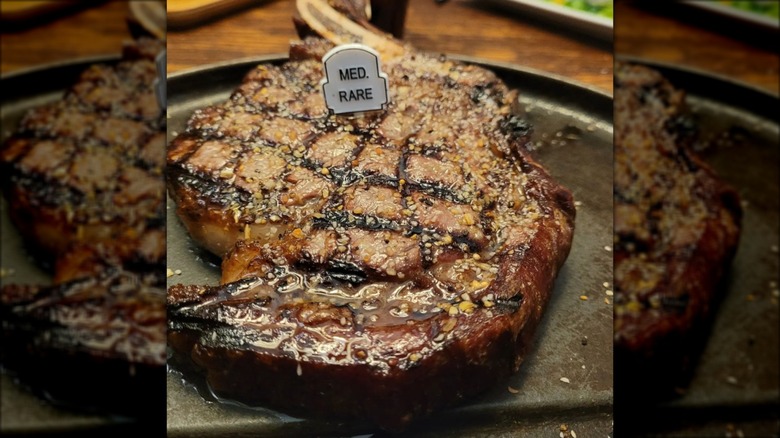 Steak cooked medium rare