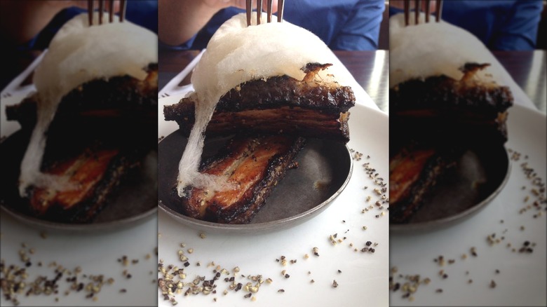 Maple candy floss and bacon