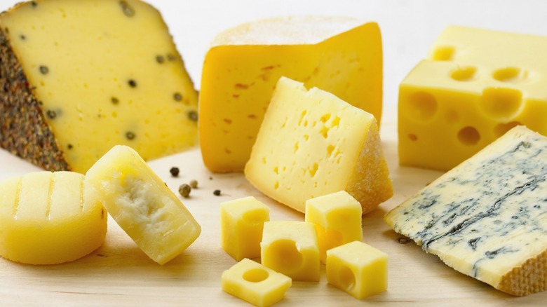 An array of cheeses