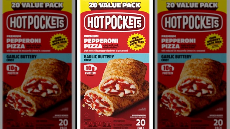 A box of Pepperoni Pizza Hot Pockets