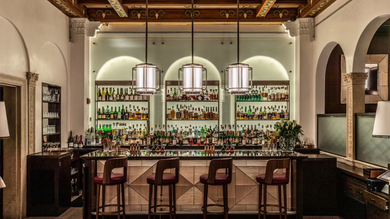 The sleek bar interior of Daniel in NYC