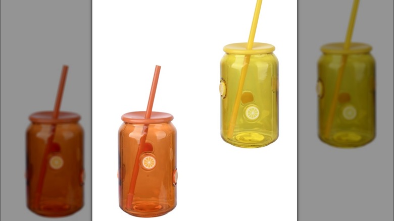 Dollar Tree icon glasses with a citrus design on a white background