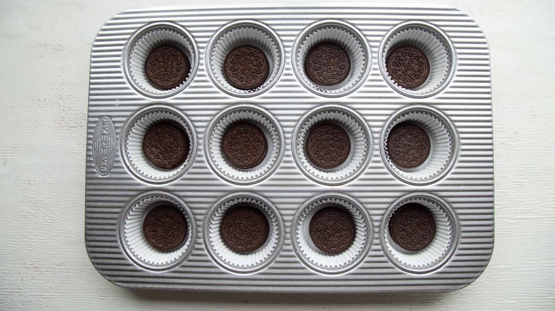 Oreos in muffin pan cups