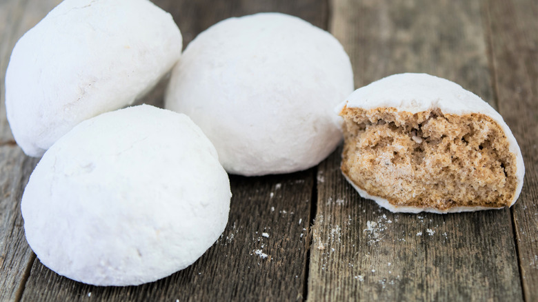 Pfeffernusse German spice cookies on a wooden background