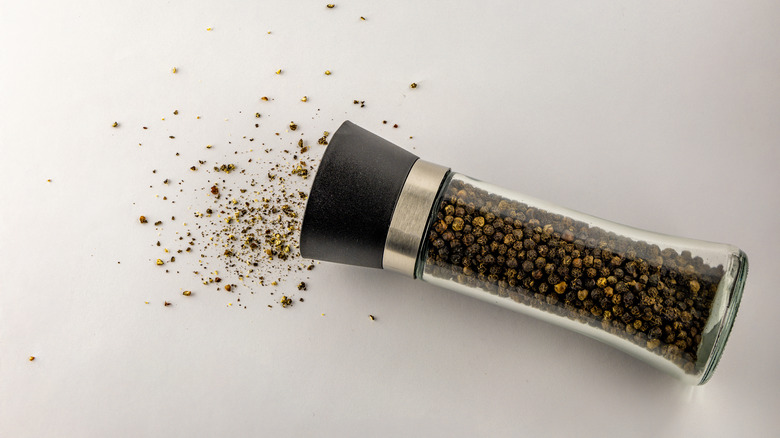 black pepper in a pepper grinder
