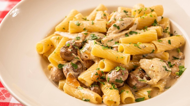 Rigatoni D from Maggiano's Little Italy in a white bowl