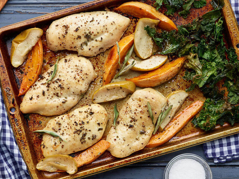 chicken apple harvest sheet pan dinner and more sheet pan dinner recipes at The Daily Meal