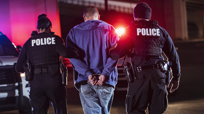 two police officers arresting criminal
