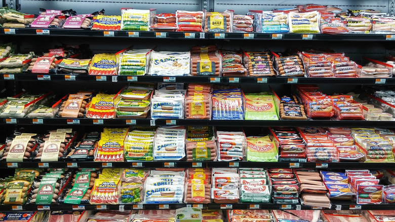Hot dog section at grocery store