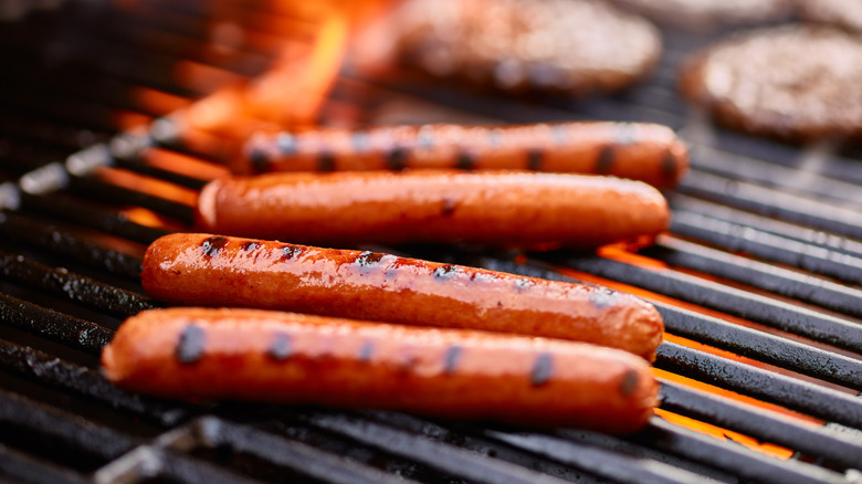 Hot dogs on the grill