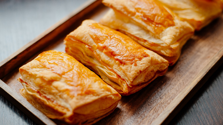 Rectangular puff pastry pieces