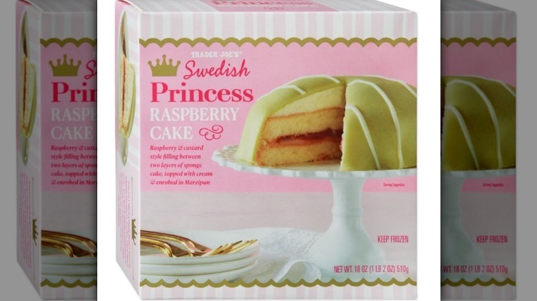 Swedish Princess Raspberry Cake on white background