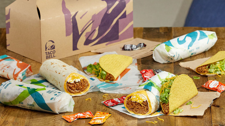 Variety of Taco Bell menu items on table