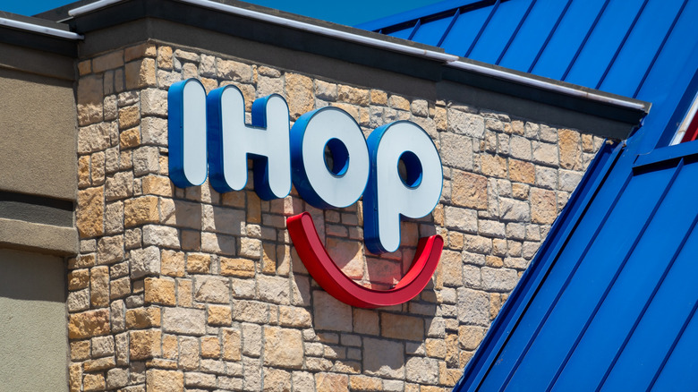 Exterior signage for an IHOP restaurant