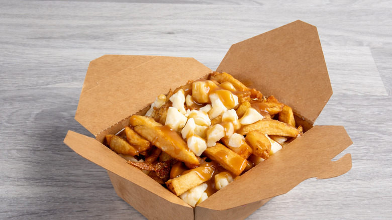 Poutine French fries in a box