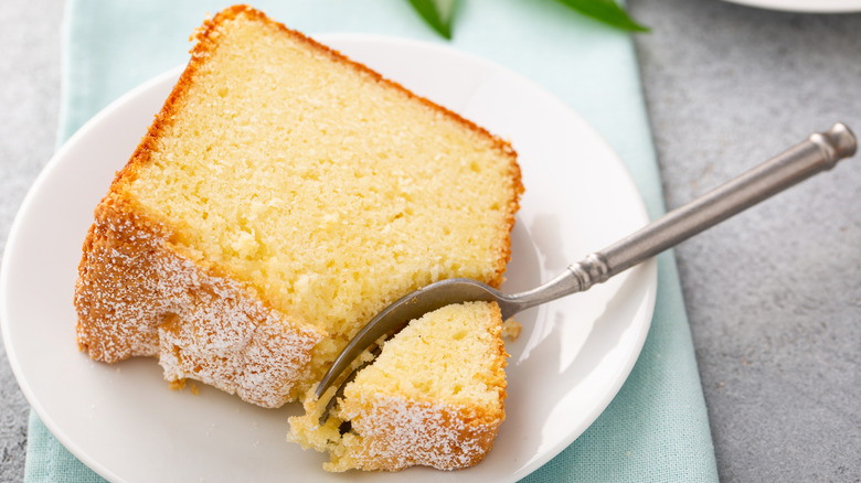 Pound cake on plate