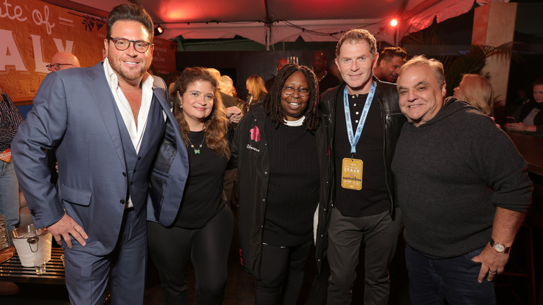 Food Network chefs Alex Guarnaschelli, Scott Conant, Lee Brian Schrager, and Bobby Flay with Whoopi Goldberg at Peroni Nastro Azzurro's Taste of Italy
