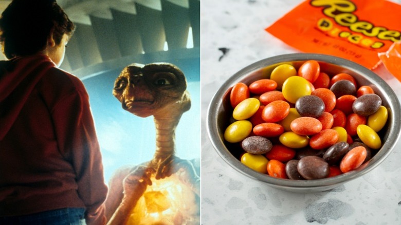 Scene from "E.T." and a bowl of Reese's Pieces