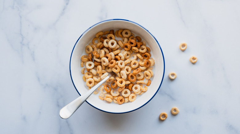 Bowl of Cheerios in milk