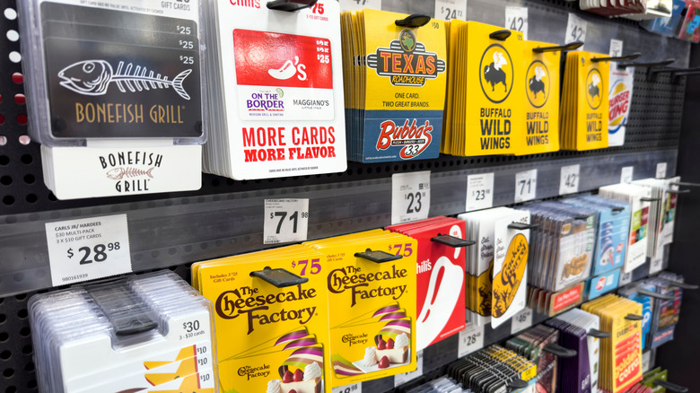 Gift cards on display at Sam's Club