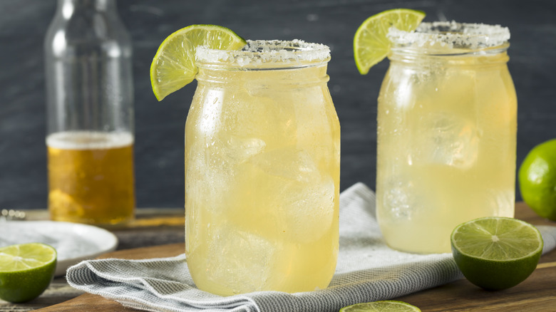 Margarita in jars with beer