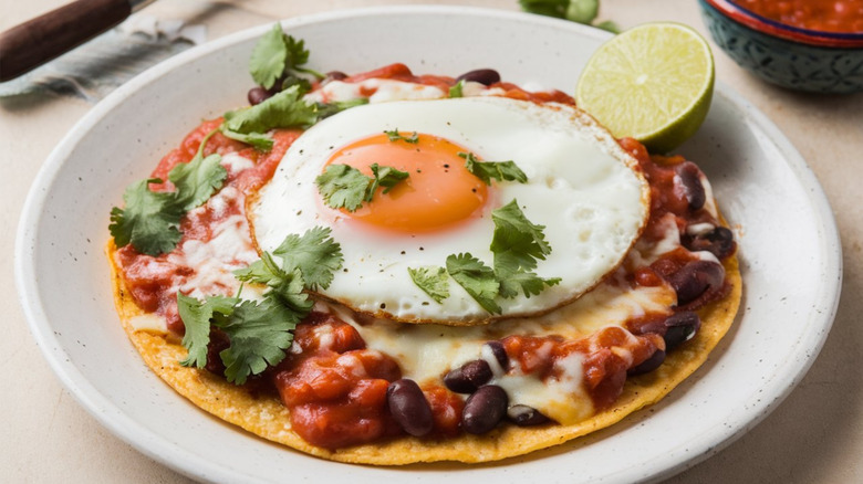 Huevos rancheros on plate