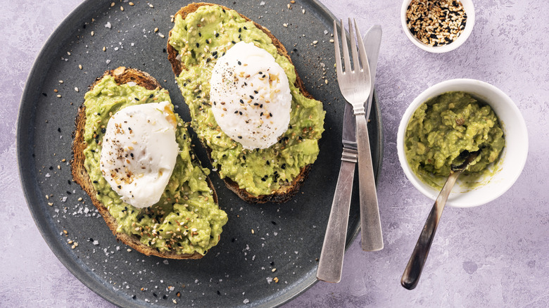 Poached eggs on avocado toast