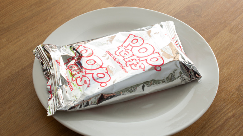 pop-tarts in foil wrapper on plate
