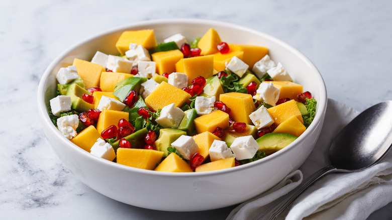 Mango in a salad in a bowl