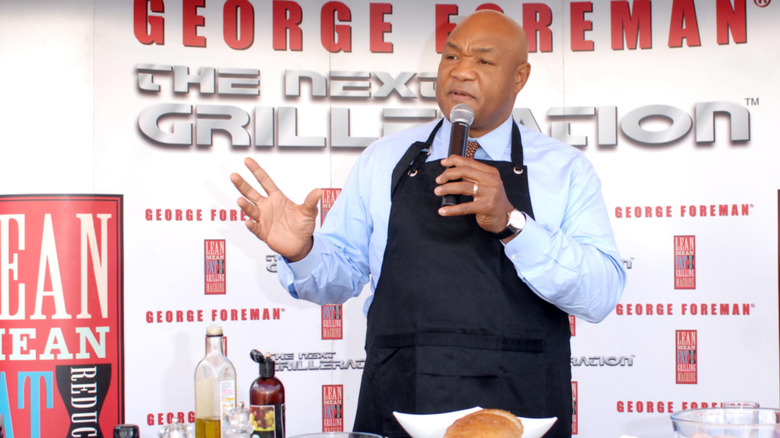 George Foreman speaking at an event