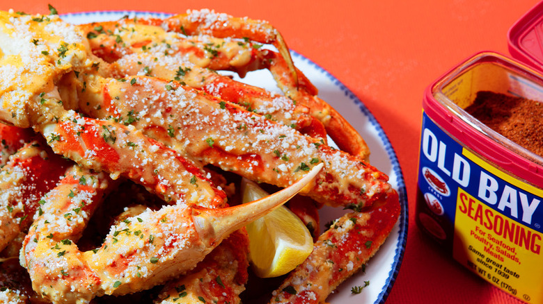 Red Lobster crab legs with Old Bay parmesan seasoning