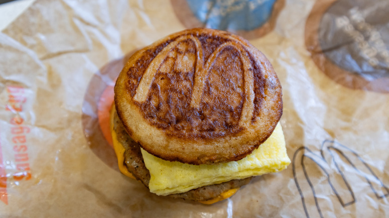 McDonald's sausage, egg, and cheese McGriddles