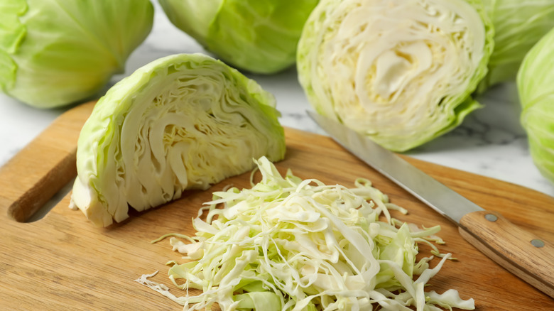 Cabbage on a cutting board