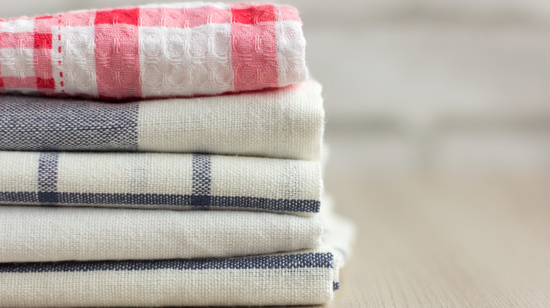 Stack of kitchen dish towels