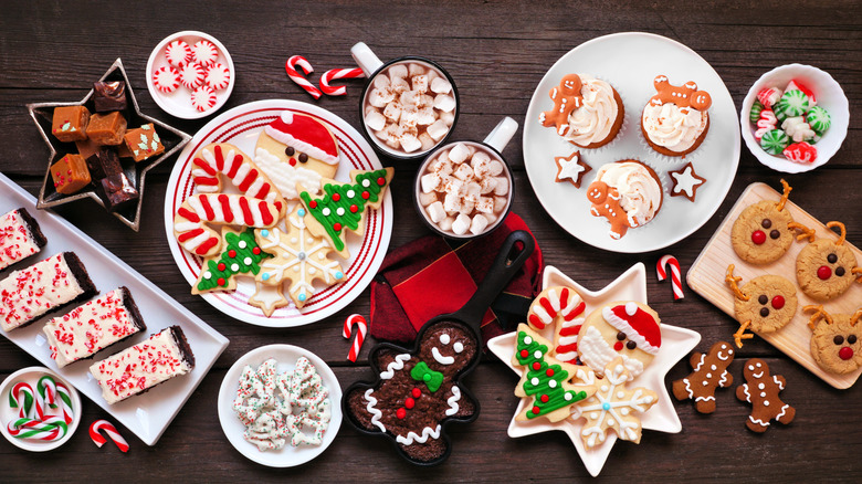 Table full of different holiday treats