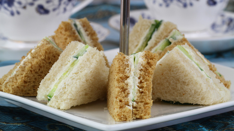 Afternoon tea sandwiches on a server