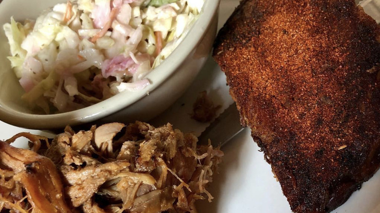 Rack of ribs and sides at Sticky Fingers Rib House