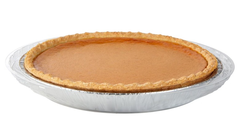Pumpkin pie in a tin