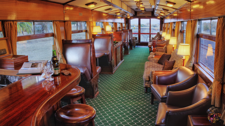 interior of dining train car