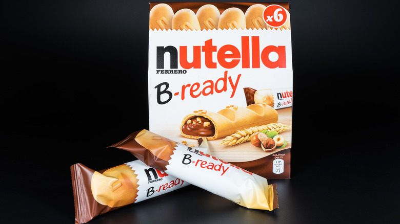 Nutella B-Ready bars on black background