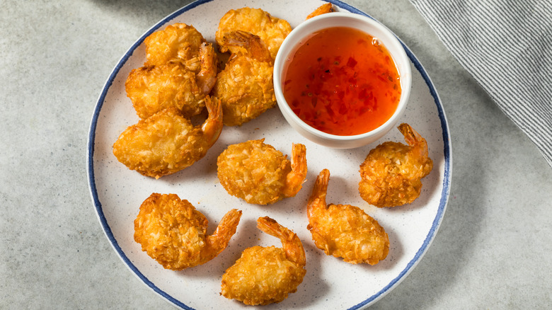 A plate of coconut fried shrimp