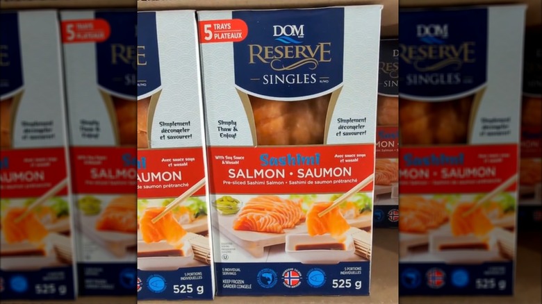 Box of salmon sashimi from Costco