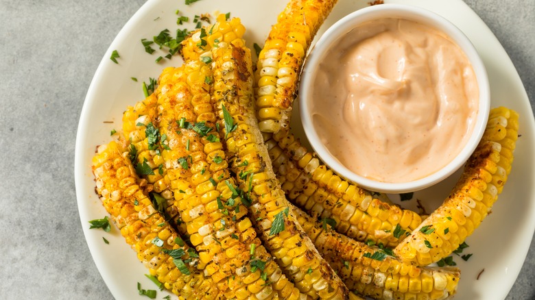 A plate of corn ribs